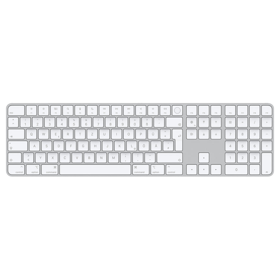 Magic Keyboard mit Touch ID und Ziffern­block für Mac Modelle mit Apple Chip – Deutsch – Weiße Tasten